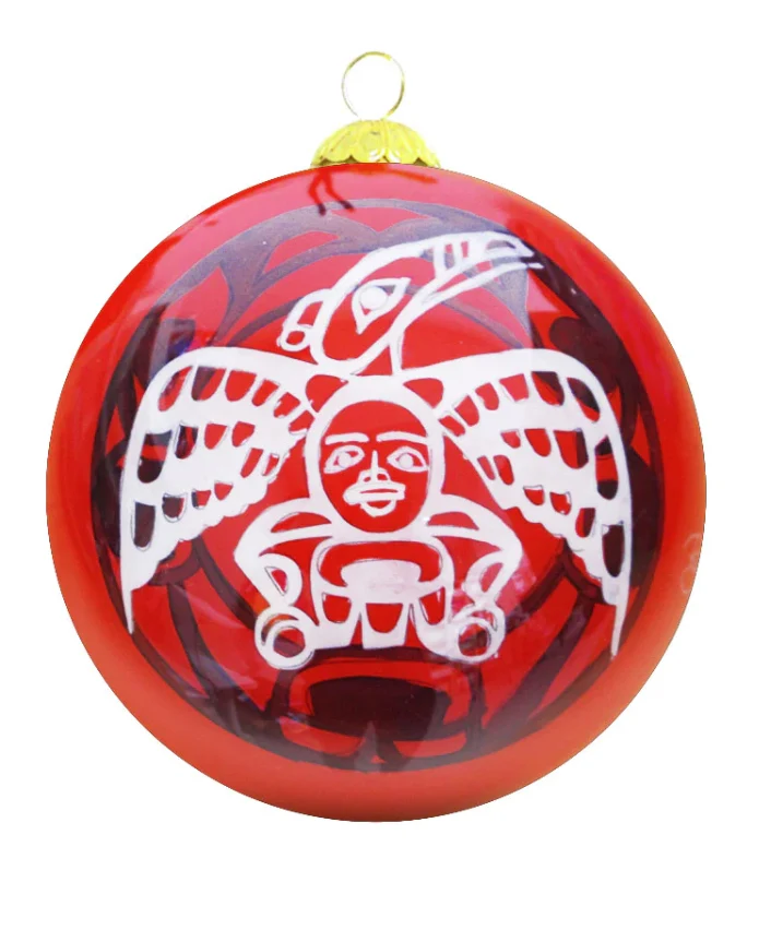 "White Raven" Glass Ornament by Native Artist, Roy Henry Vickers