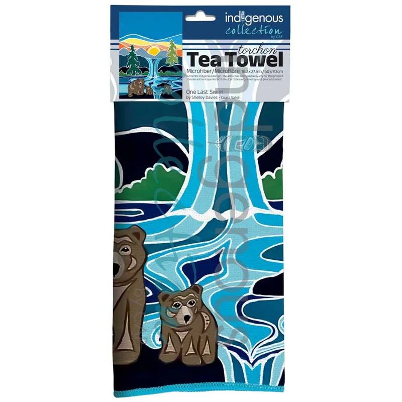 "One Last Swim" Tea Towel by Coast Salish artist, Shelley Davies