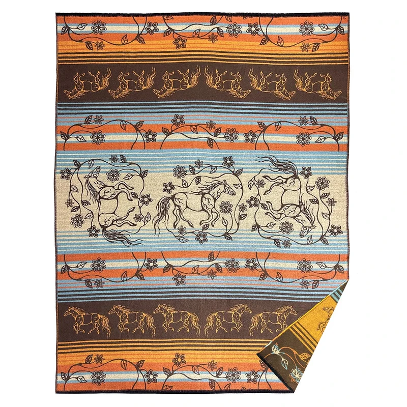 Woven Blanket, Horse design by Native Artist, Storm Angeconeb