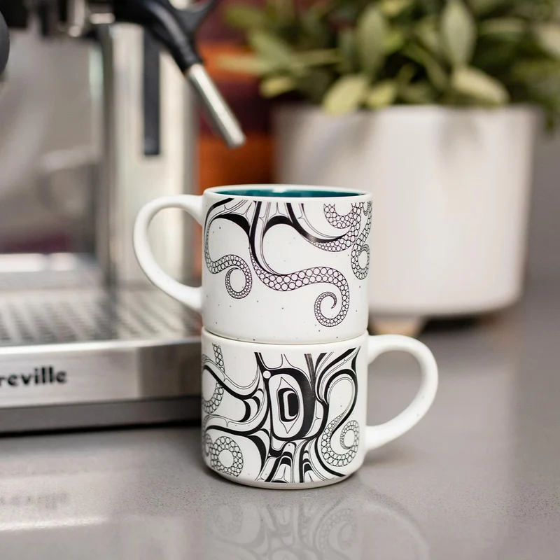 Octopus Nuu Espresso mugs, set of two, design by Ernest Swanson