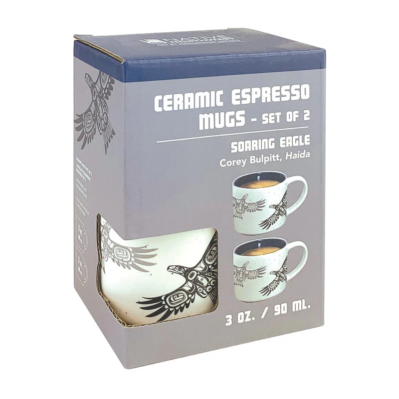 "Soaring Eagle" Espresso mugs, set of two, design by Haida artist Corey Bulpitt