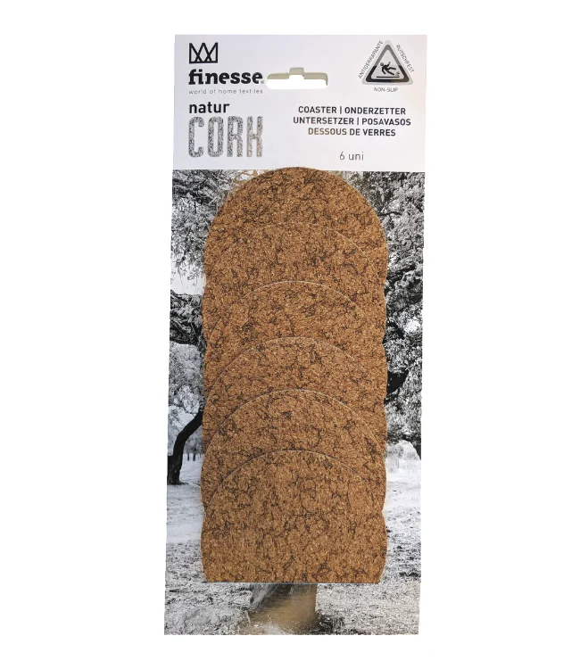 Onderzetters kurk - anti-slip - tafelbescherming - 6 stuks per verpakking