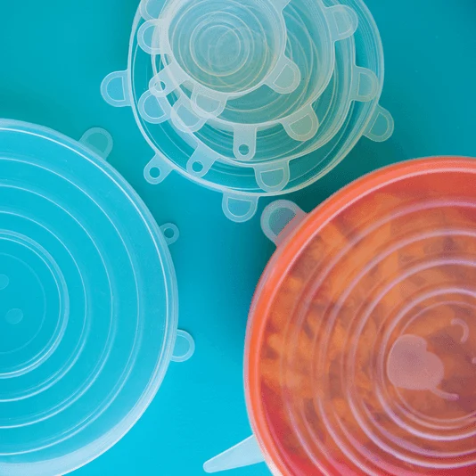 Sets van silicone vershouddeksels transparant