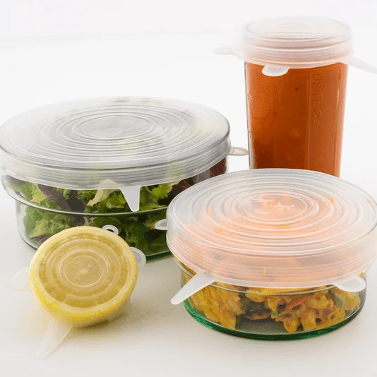 Sets van silicone vershouddeksels transparant