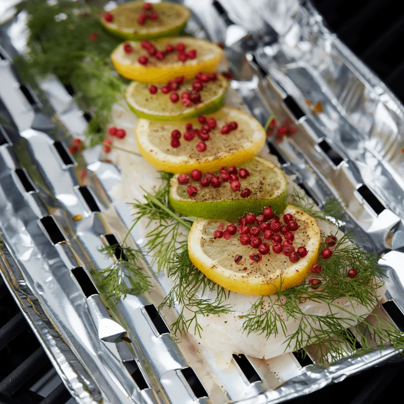 Set van 5 rechthoekige BBQ schalen uit aluminium van Barbecook