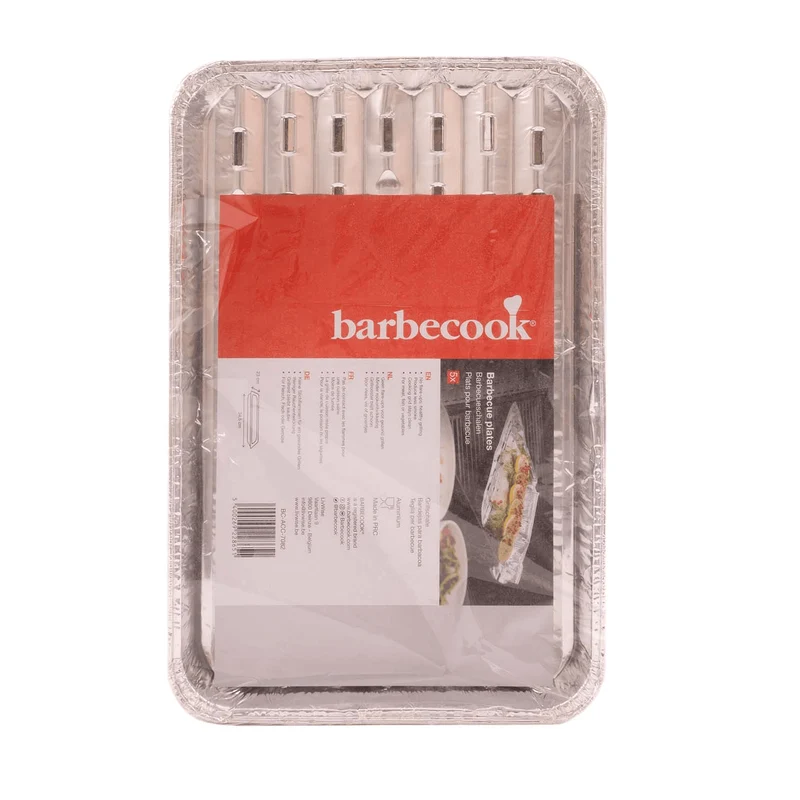 Set van 5 rechthoekige BBQ schalen uit aluminium van Barbecook