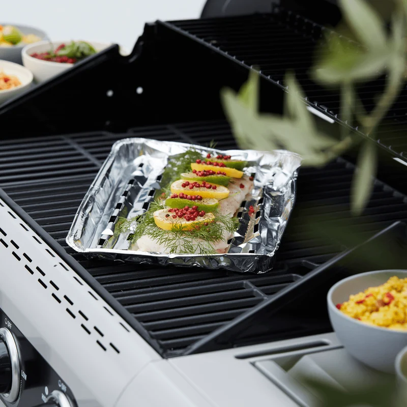 Set van 5 rechthoekige BBQ schalen uit aluminium van Barbecook