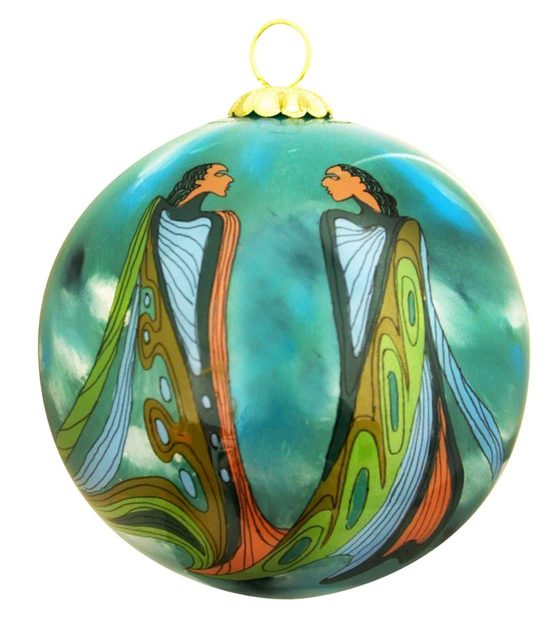 "Friends" Glass Ornament by Native artist, Maxine Noel