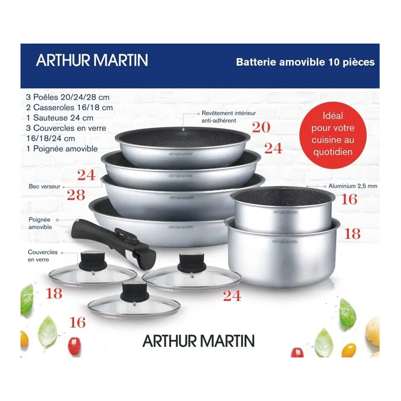 Arthur Martin stapelbare pannenset 10-delig