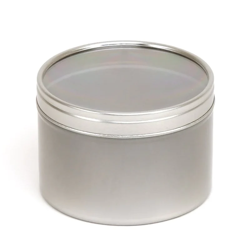 Zilver Rond Naadloos kruidenpotje met vensterdeksel met een volume van 50 ml