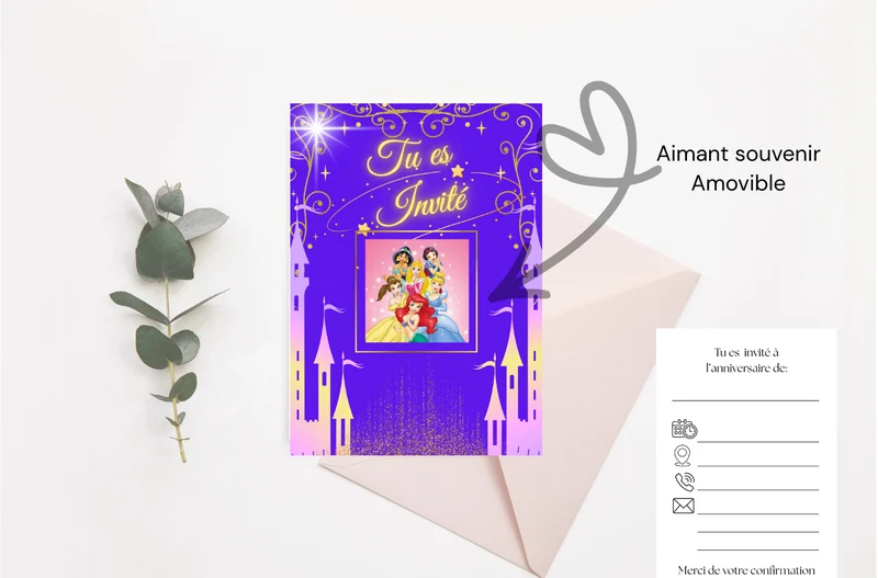 Carte d'invitation Princesses