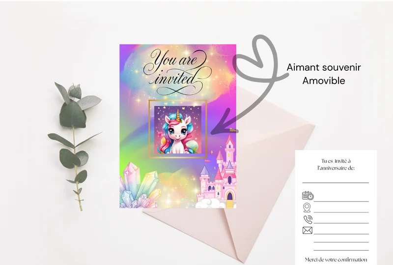 Carte d'invitation Licorne