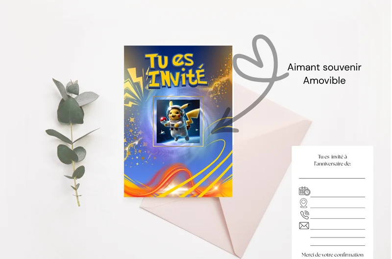 Carte d'invitation Pokemon