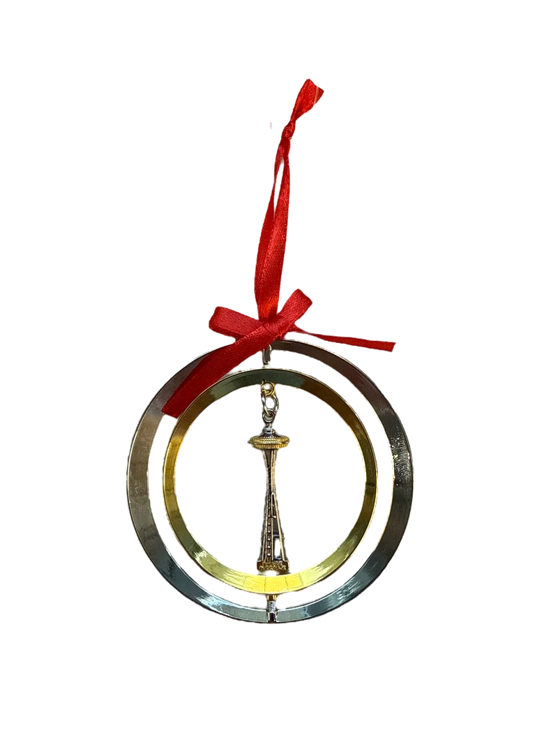 Gold Rings Space Needle Ornament