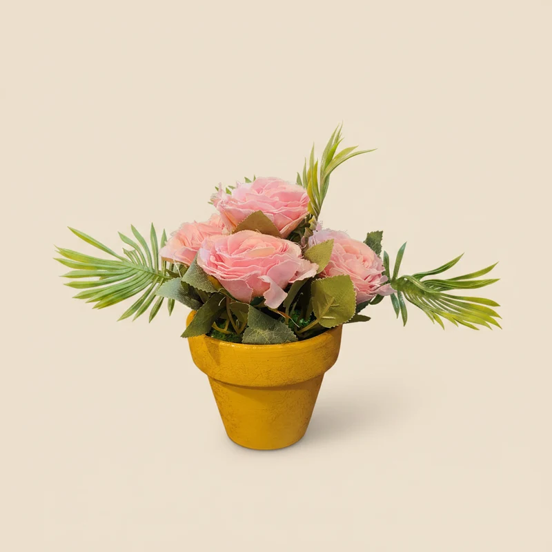 أصيص ورود اصطناعية صغير — 22 سم — 6 ألوان — ديكور فاخر