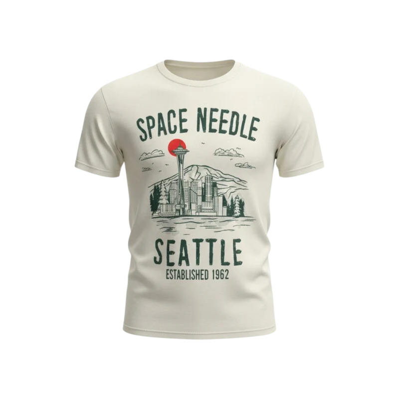 Space Needle Seattle Orange Sun Tee Shirt
