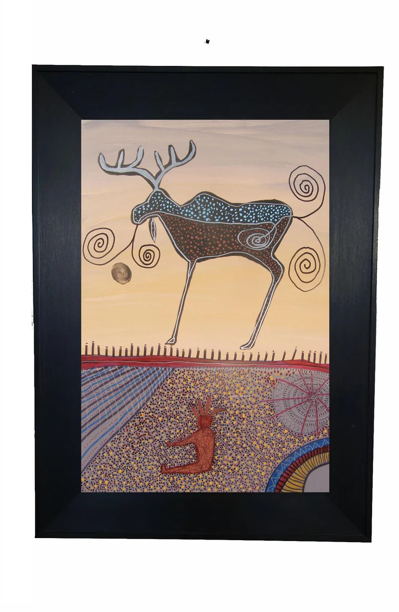 "Man Smoking a Pipe" Wall Art by Indigenous artist Alan Syliboy