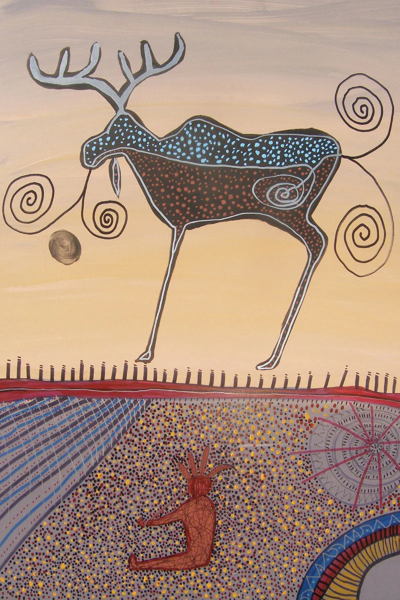 "Man Smoking a Pipe" Wall Art by Indigenous artist Alan Syliboy