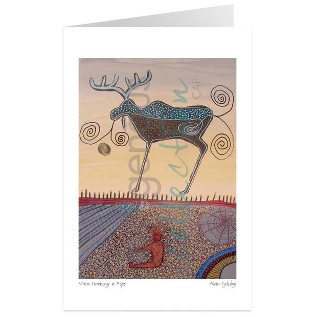 "Man Smoking a Pipe" Wall Art by Indigenous artist Alan Syliboy
