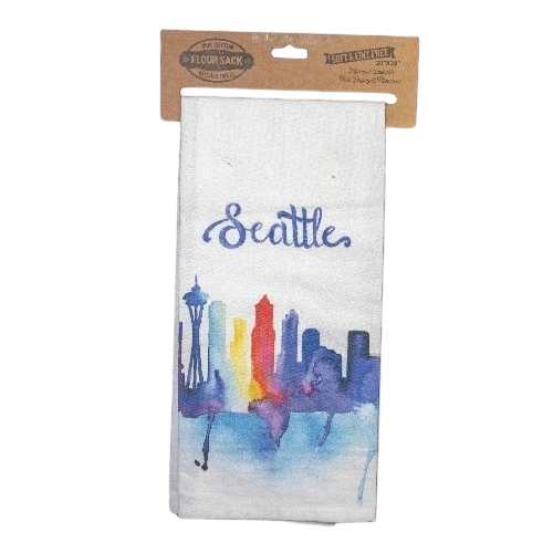 Watercolor Skyline Tea Towel