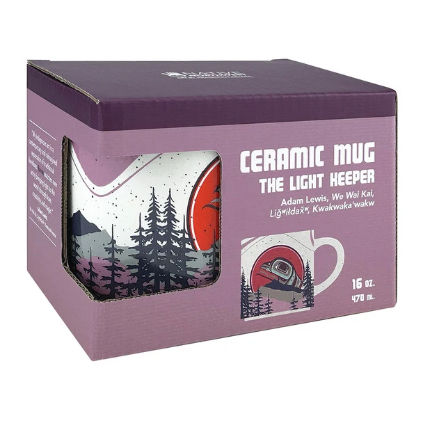 The Light Keeper 16oz Mug, design by Adam Lewis, Kwakwaka'wakw, Liǧʷiłdax̌ʷ, We Wai Kai
