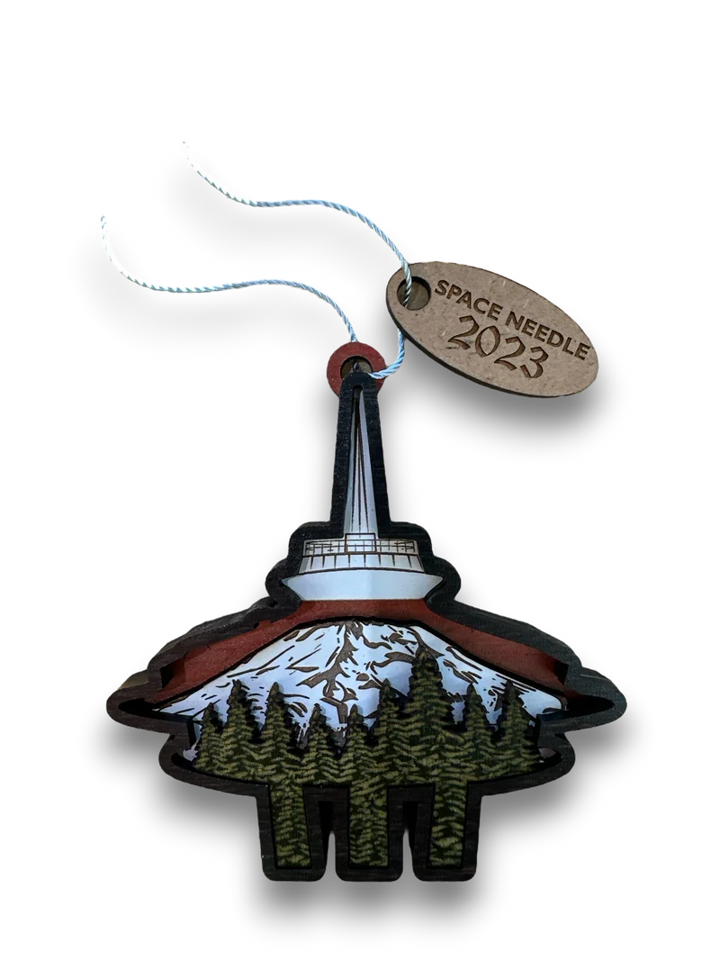 Space Needle Woodcut Ornament
