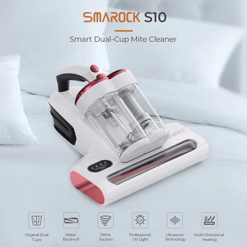 مكنسة عث ذكية Smarock S10 — UV + موجات فوق صوتية — تعقيم وتعطيل فوري