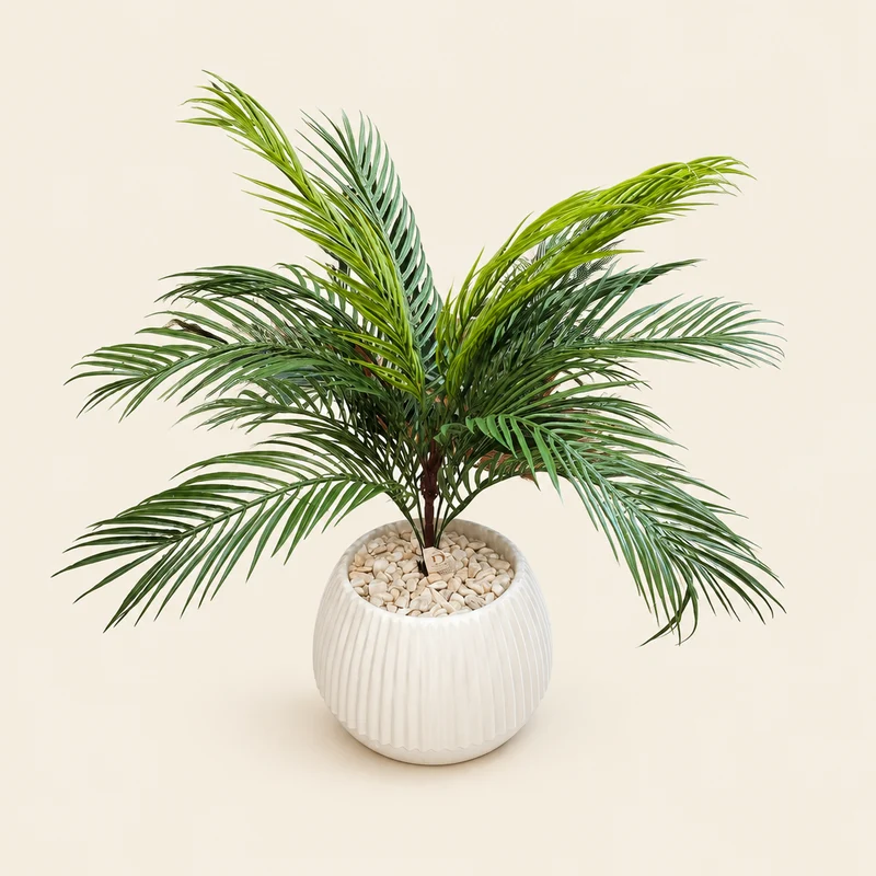 نخلة صناعية في أصيص بلاستيكي أبيض 60 سم