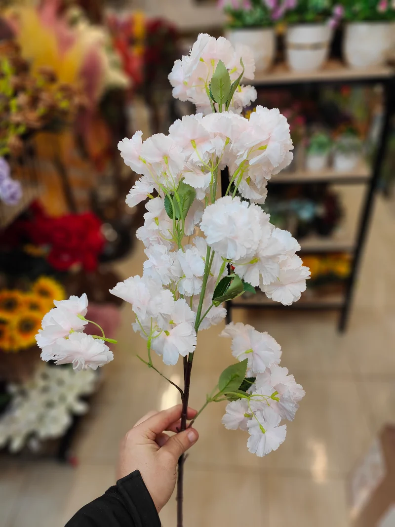 غصن ياسمين اصطناعي — أزهار بيضاء — ديكور فاخر