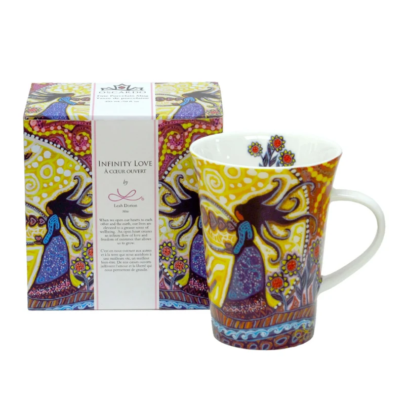 "Infinity Love" Porcelain Mug - 10 oz by Métis Artist, Leah Dorion