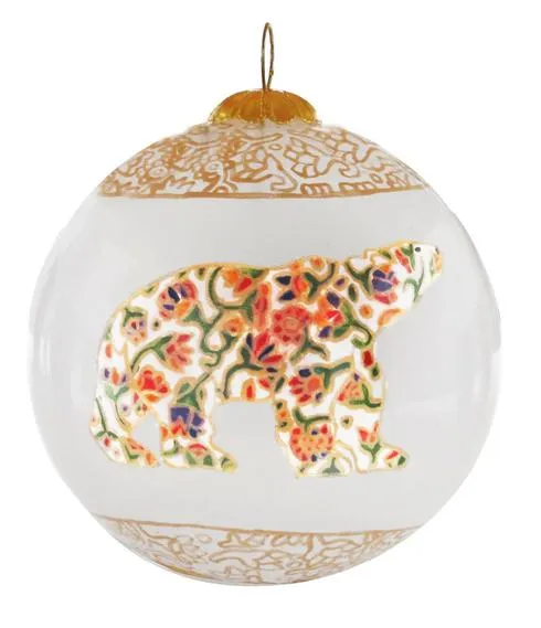 "Spring Bear" glass ornament design by Indigenous Artist Dawn Oman