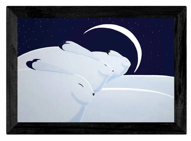 Wall Art - Winter Moon with Hares by Indigenous Artist Rick Beaver