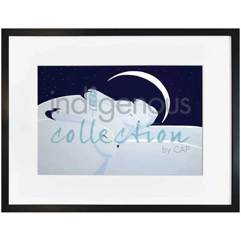 Wall Art - Winter Moon with Hares by Indigenous Artist Rick Beaver