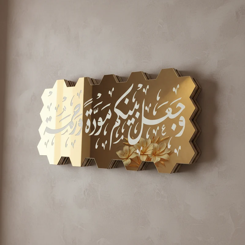 لوحة إسلامية مرآة ذهبية – الحمد لله رب العالمين – خطين للاختيار