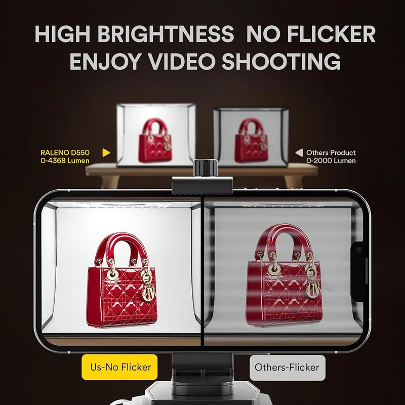 استوديو تصوير محمول LED — 50×50 سم — 6 خلفيات PVC — إضاءة احترافية
