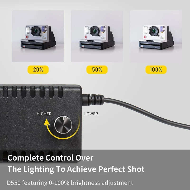 استوديو تصوير محمول LED — 50×50 سم — 6 خلفيات PVC — إضاءة احترافية