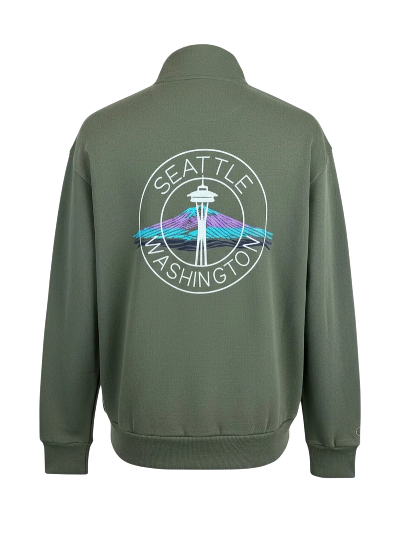 Space Needle Mountain Quarter Zip Sweatshirt