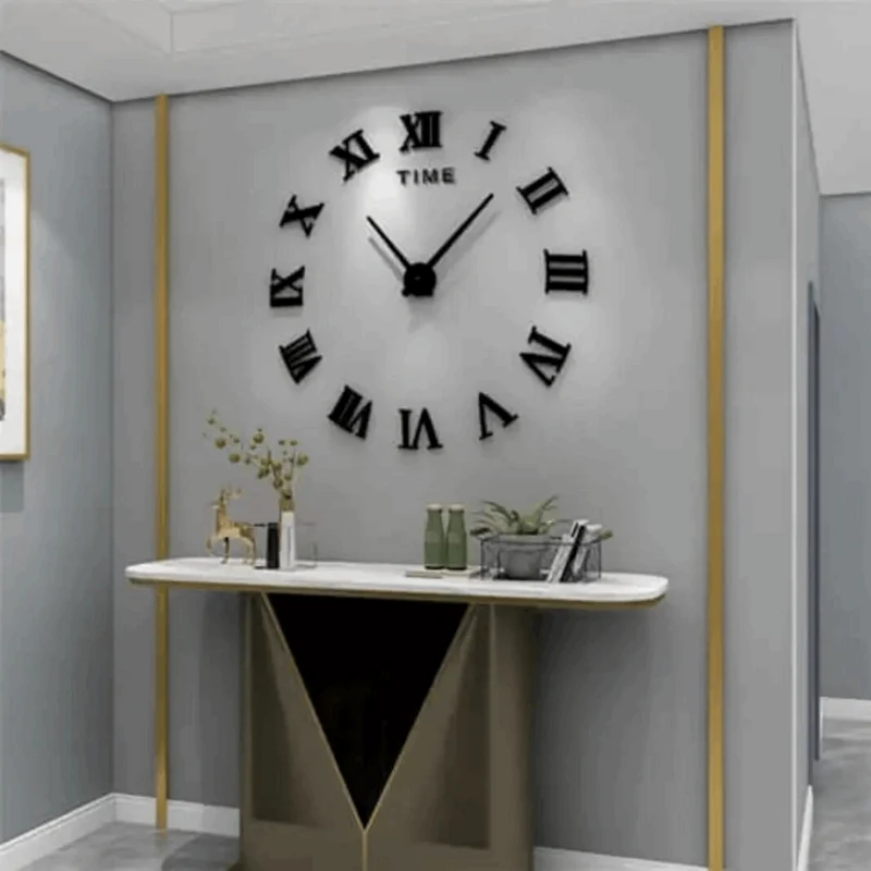 ساعة حائط 3D عصرية – أرقام رومانية بارزة – 3 ألوان