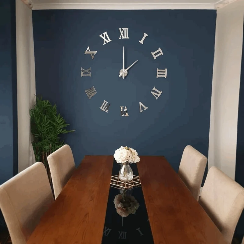 ساعة حائط 3D عصرية – أرقام رومانية بارزة – 3 ألوان