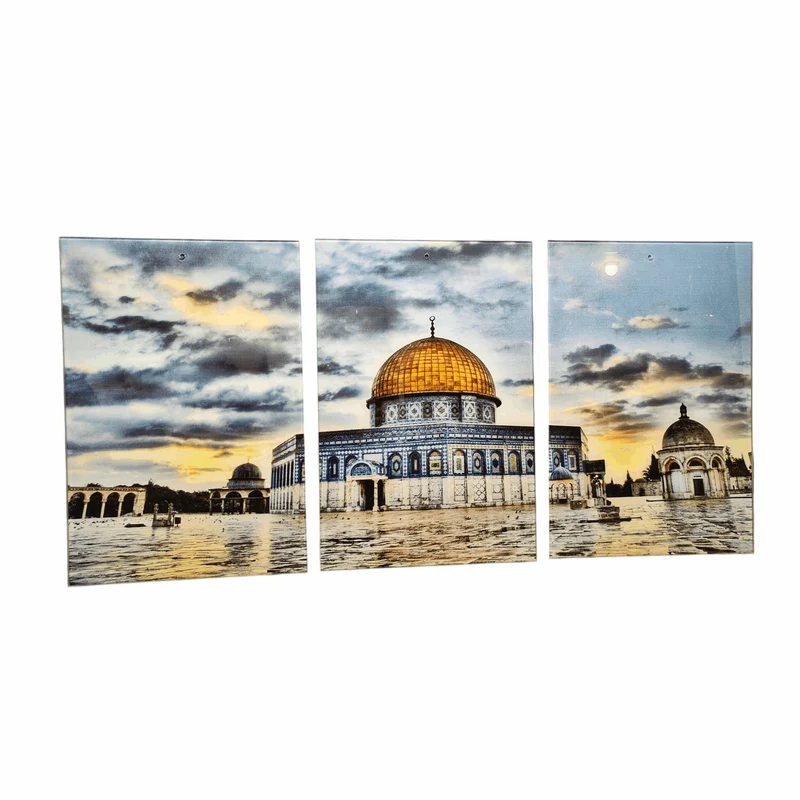 لوحة زجاجية 3 قطع – القدس الشريف وقبة الصخرة