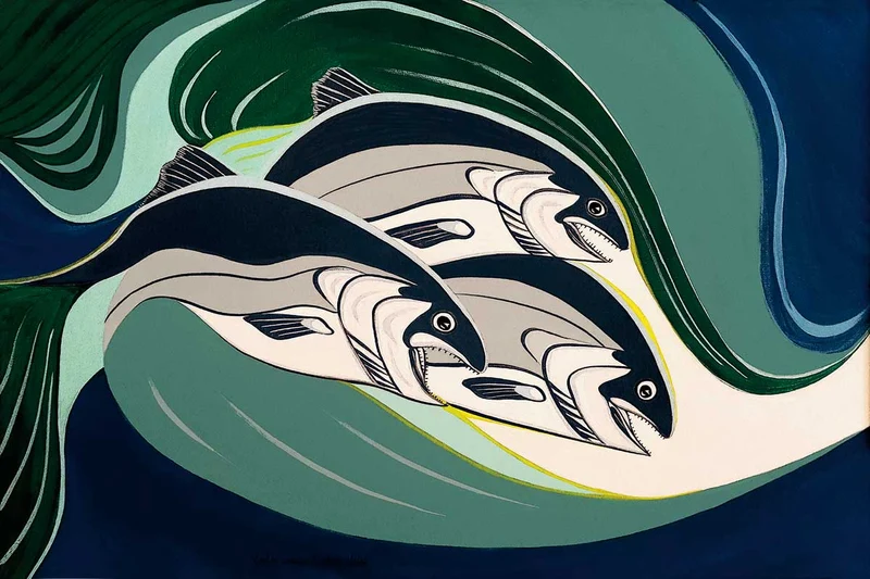 Wall Art - Coho in a Rip Tide by Indigenous Artist Rick Beaver