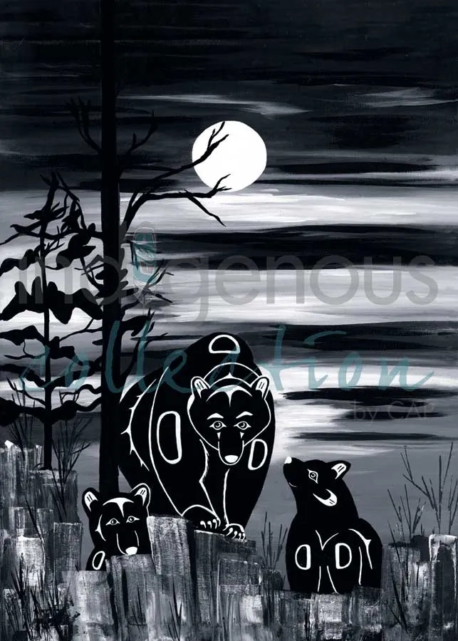 "Bear and Cubs" by Kwakwaka’wakw and French Canadian artist, Diane Levesque