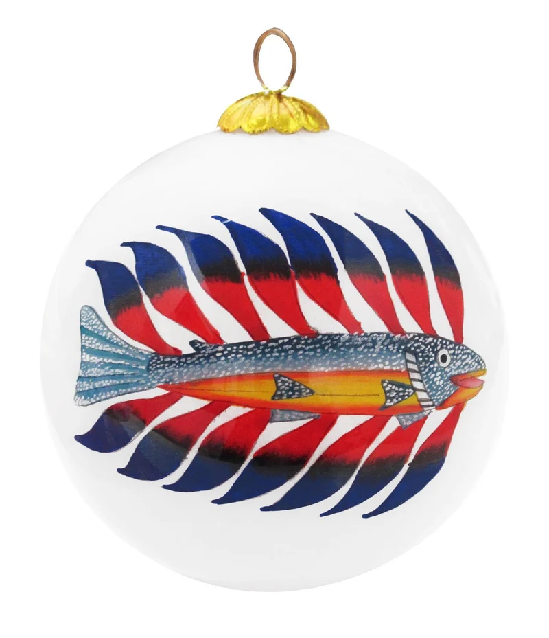 Luminous Char glass Ornament by Inuit artist Kenojual Ashevak