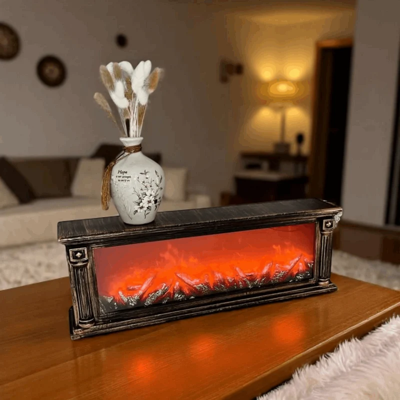 مدفأة ديكور بإضاءة لهب LED – تصميم أنيق بدون حرارة