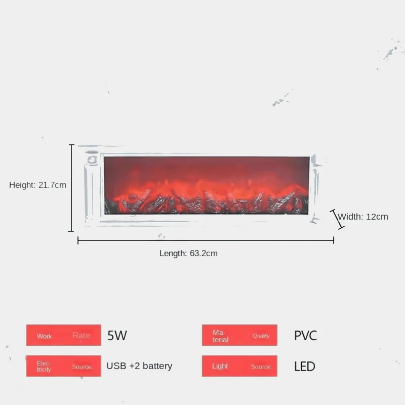 مدفأة ديكور بإضاءة لهب LED – تصميم أنيق بدون حرارة