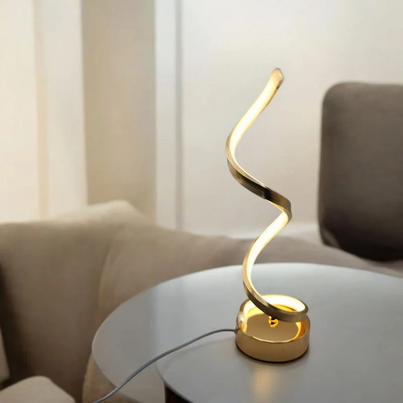 مصباح ديكوري LED حلزوني – 3 أوضاع إضاءة – ذهبي وفضي