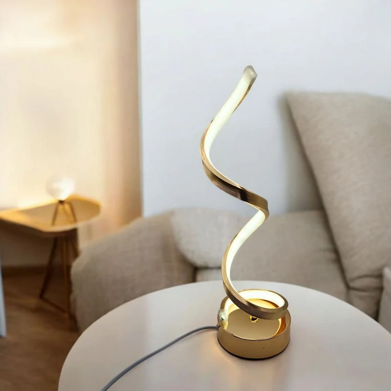 مصباح ديكوري LED حلزوني – 3 أوضاع إضاءة – ذهبي وفضي