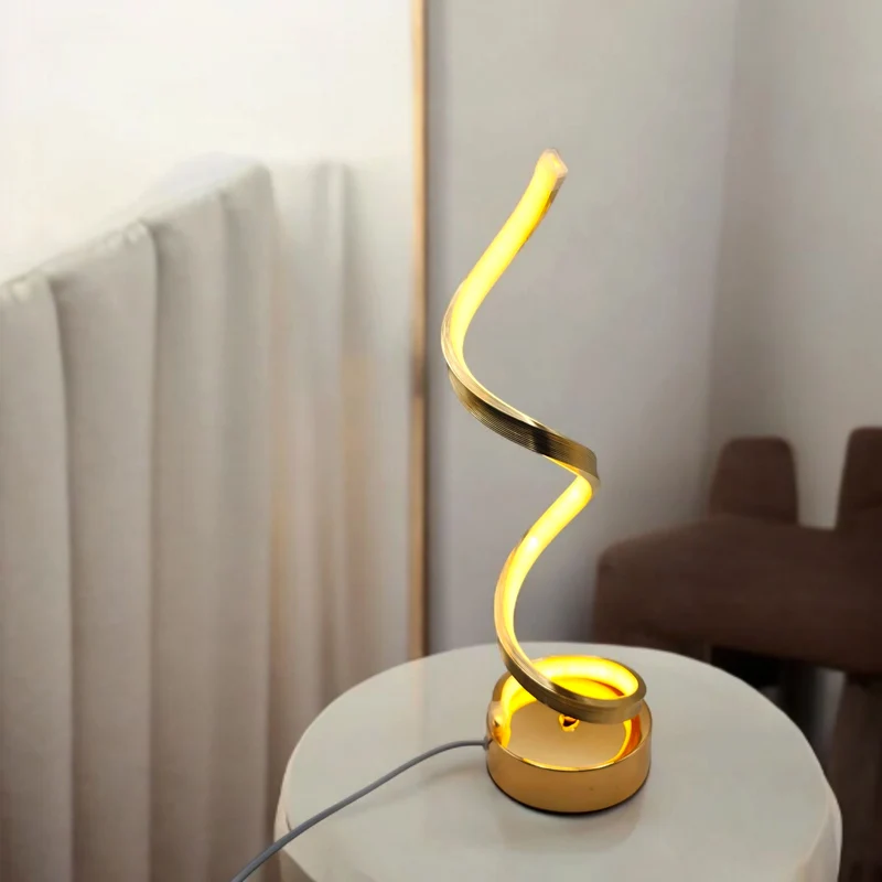 مصباح ديكوري LED حلزوني – 3 أوضاع إضاءة – ذهبي وفضي