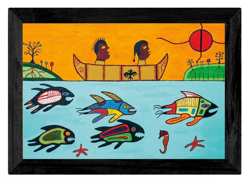 "Wesakechak Going to School" Wall Art, artwork by Indigenous artist Dave Pelletier
