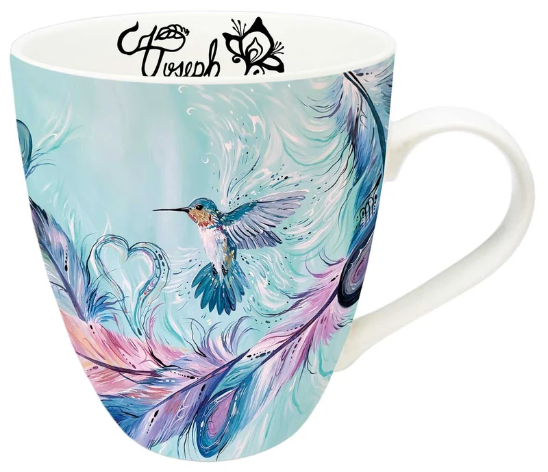 "Hummingbird Feathers" Mug by Métis artist, Carla Joseph
